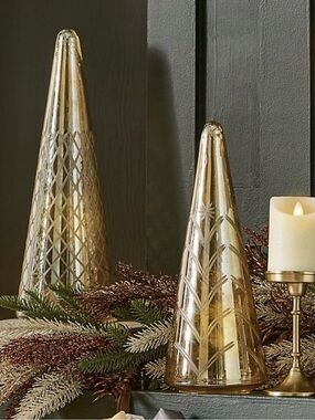 Frontgate Vintage Glass Trees - Set of 2 - NWT